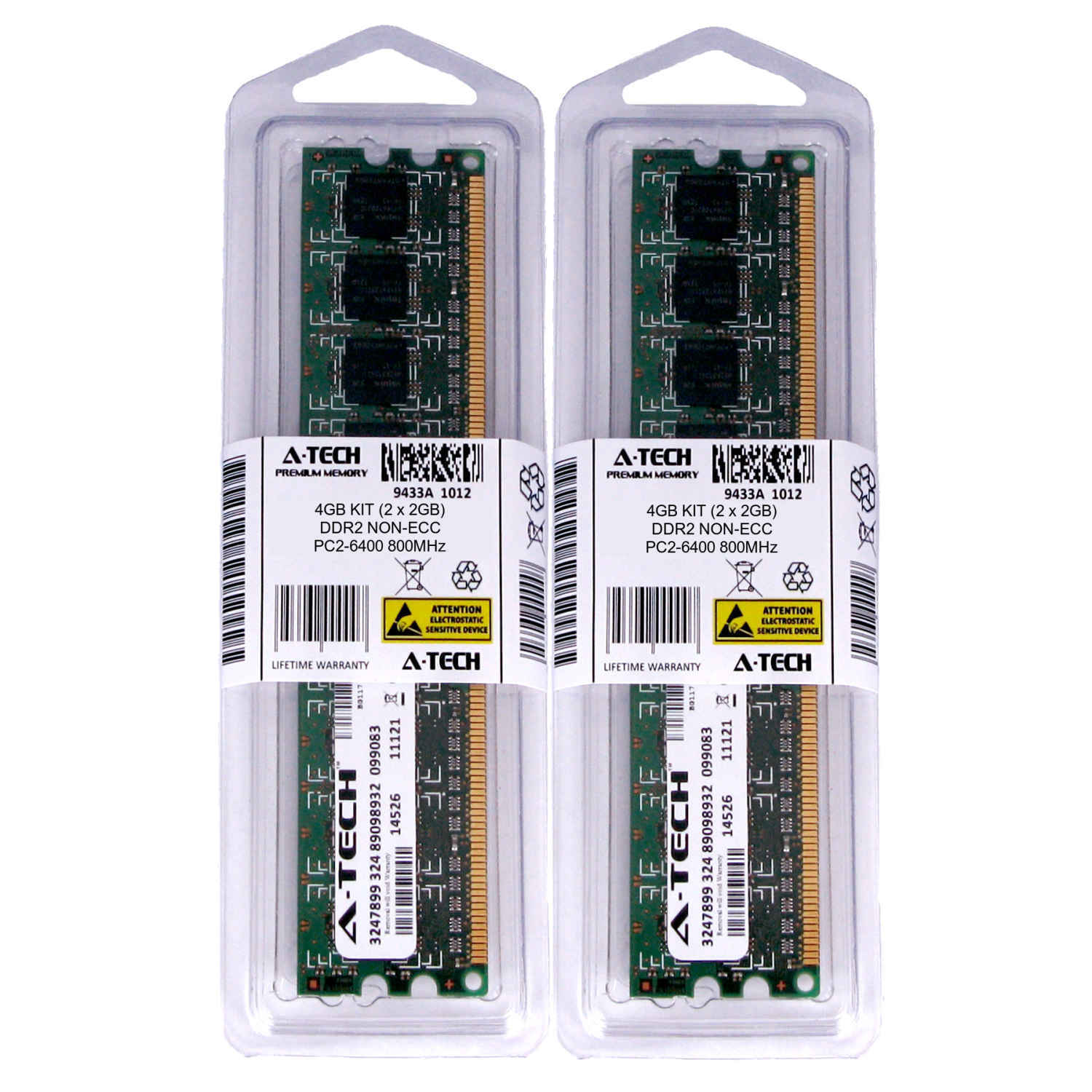 4GB KIT 2 x 2GB DIMM DDR2 NON-ECC PC2-6400 800MHz 800 MHz DDR-2 DDR 2 Ram Memory