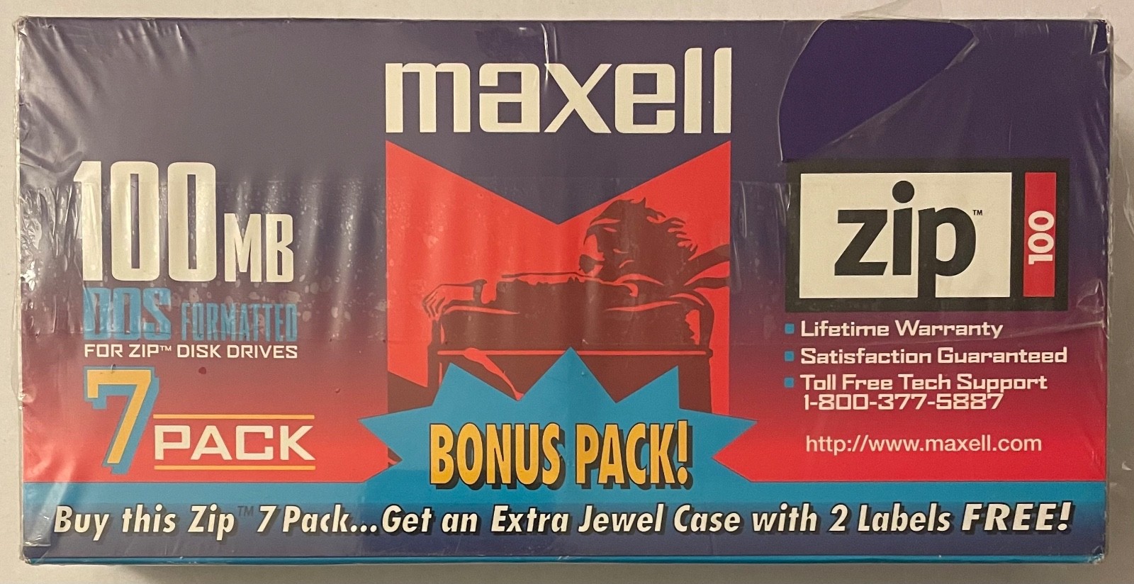 Maxell 100 MB Disk DOS IBM Formatted For Zip Drives (7 Pack) - New Sealed