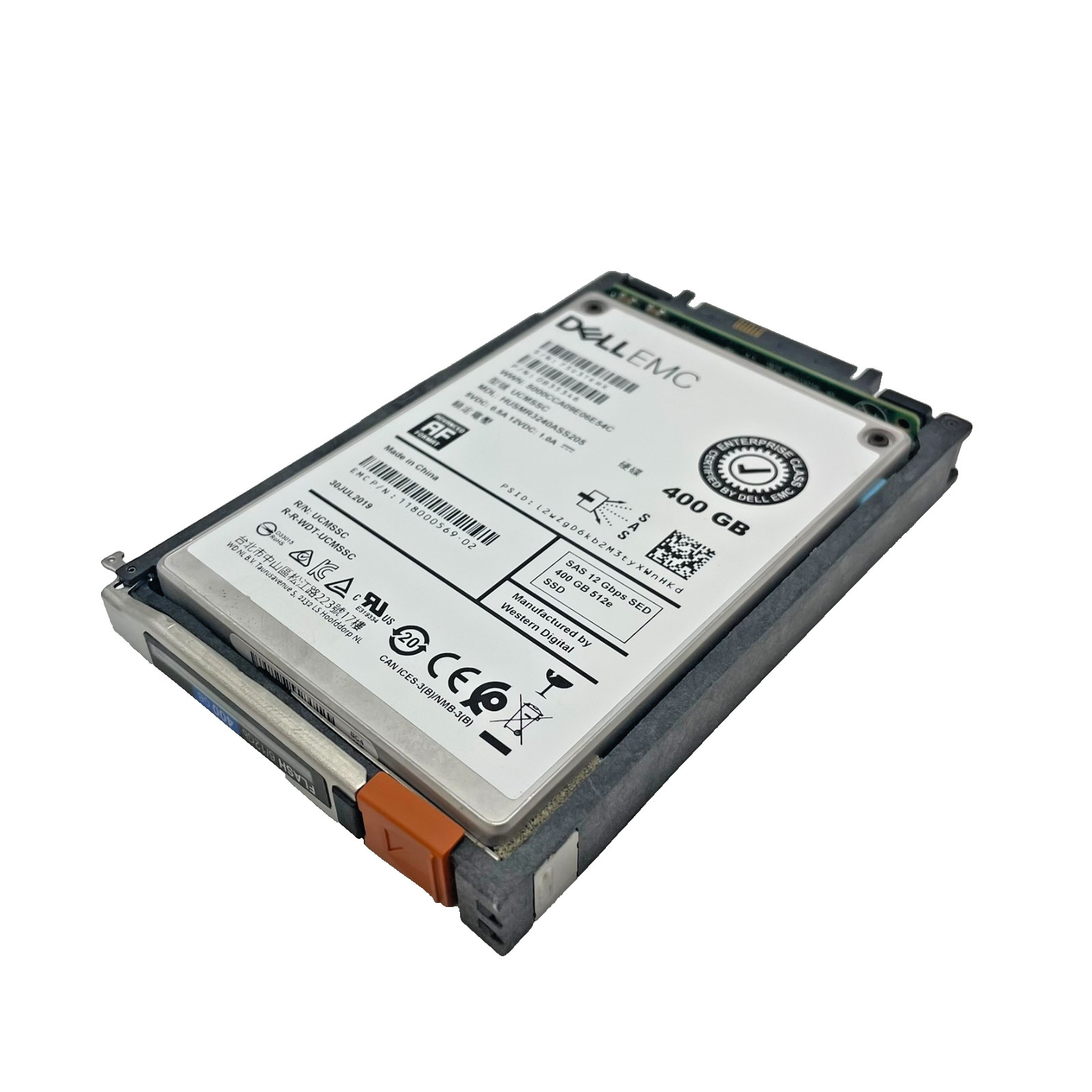 Dell EMC 400GB SAS SSD 12Gb/s 0B35346 Isilon Caddy Grade B 50K-70K POH