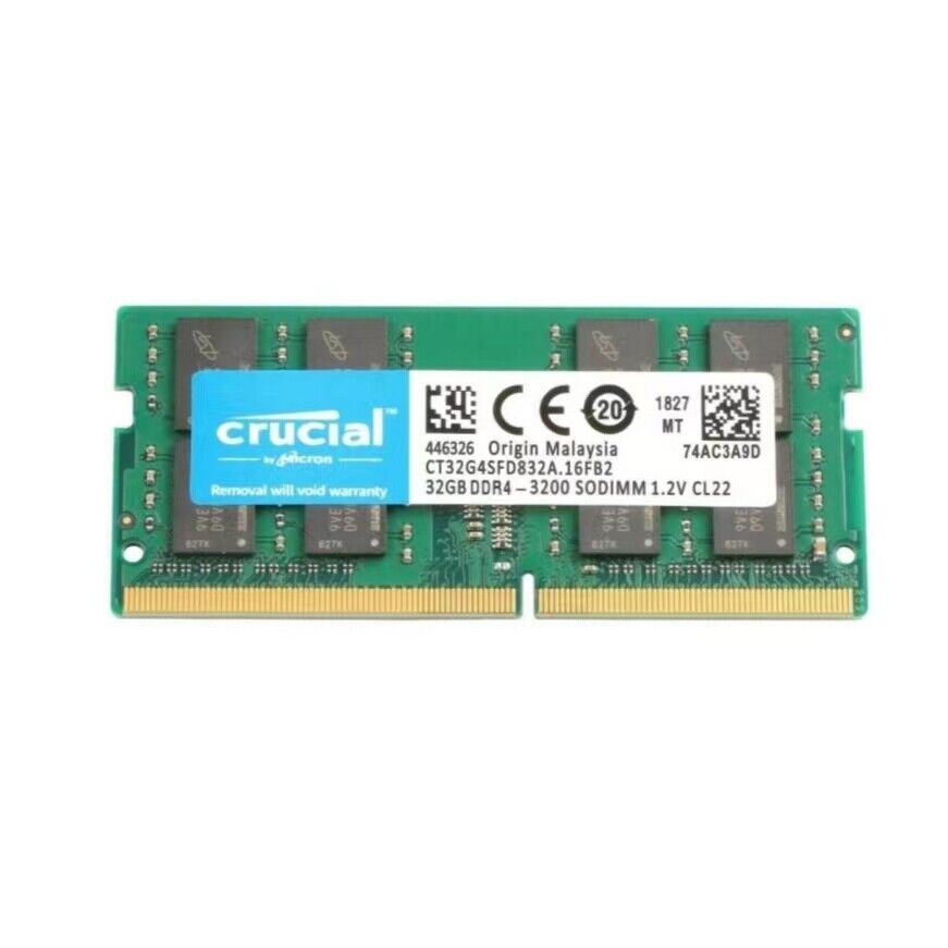 Crucial 32GB DDR4 3200Mhz SODIMM Laptop CL22 260-Pin Memory Ram CT32G4SFD832A