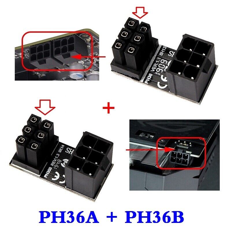 Female ATX 8Pin to 8pin Male 180 ° Power Adapter for Desktops Graphics Card