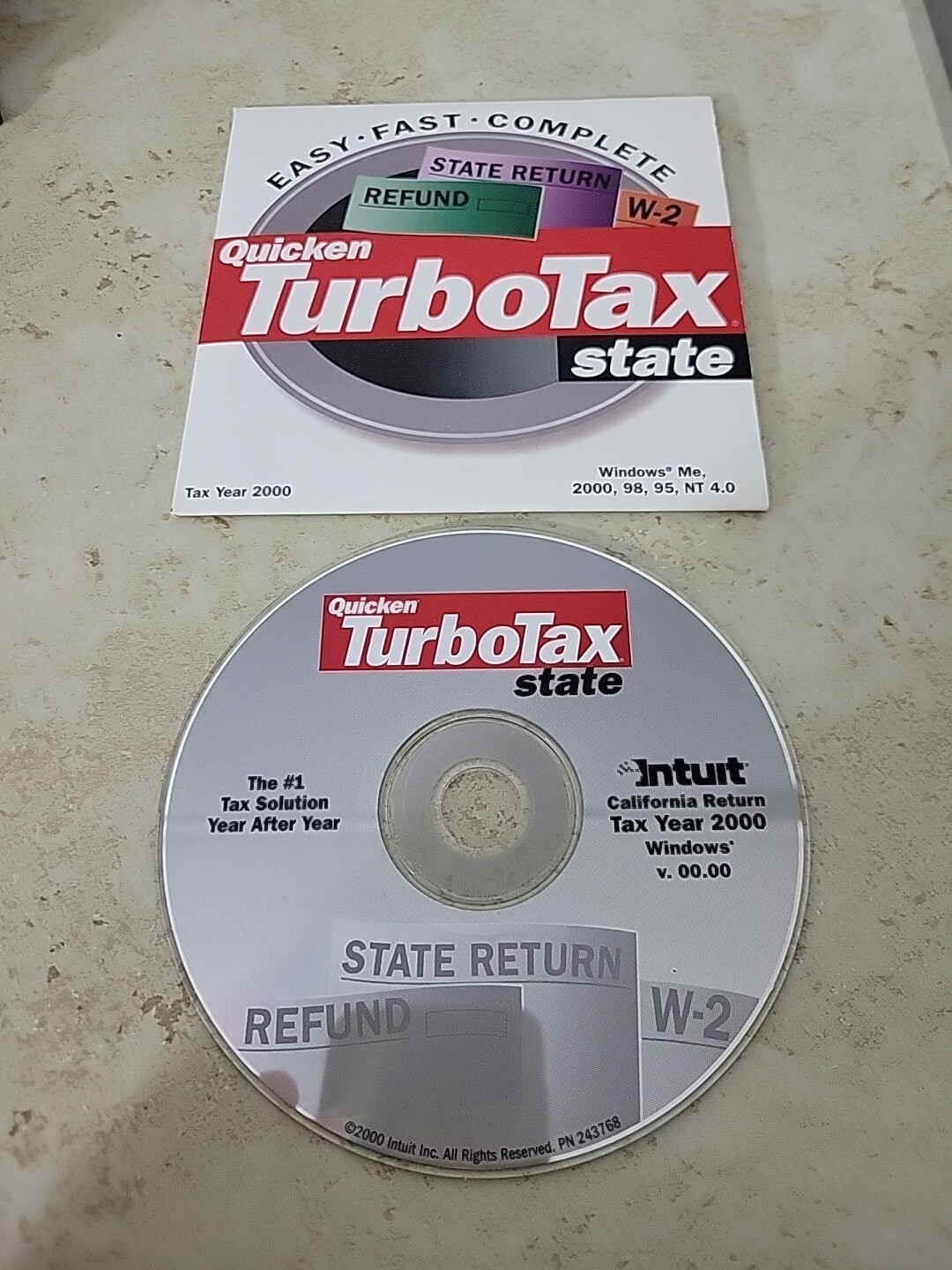 Intuit Quicken TurboTax CA State Tax Year 2000 for Windows  Return Refund W-2