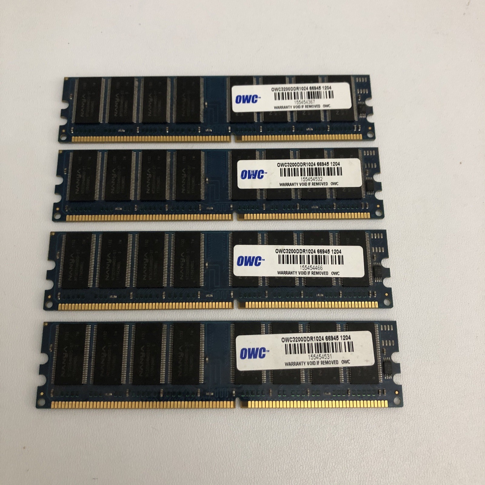 OWC 4GB ( 4X1GB ) DDR SDRAM PC-3200 184-Pin Ram  For Apple Mac G4 G5 .