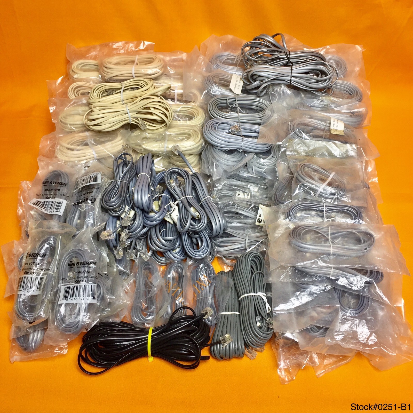 STEREN/MIX BRAND 74 6-7ft /81 15ft MODULAR LINE CORD (LOT OF 155) .