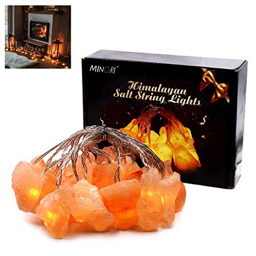 Himalayan Salt lamp Salt Rock Night Light USB Fairy Hanging String 20 Lights
