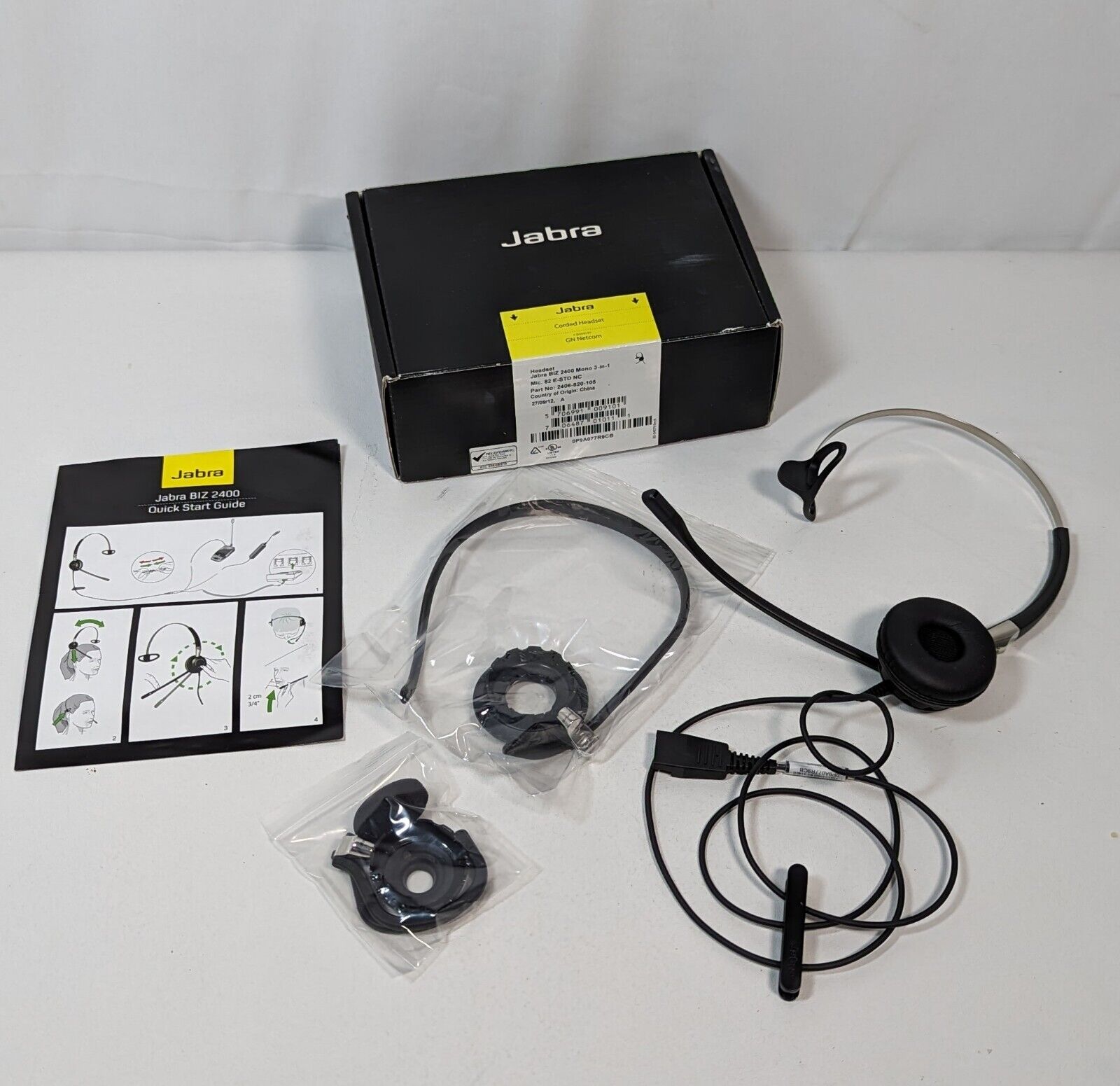 Jabra BIZ 2400 Mono USB 3-in-1 Silver/Black Headband Headset 2496-820-105
