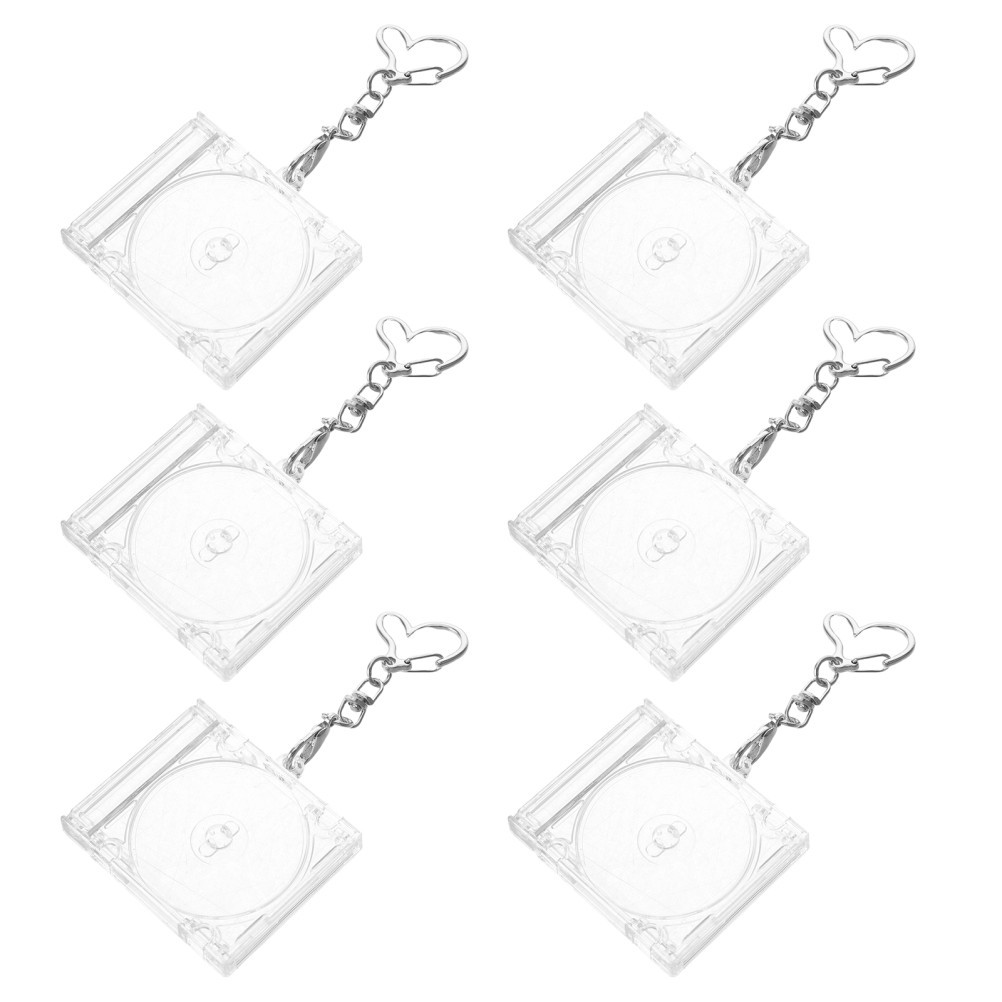 6 Pcs CD Case Key Chain Album Cover Keychains Holders Storage Cases