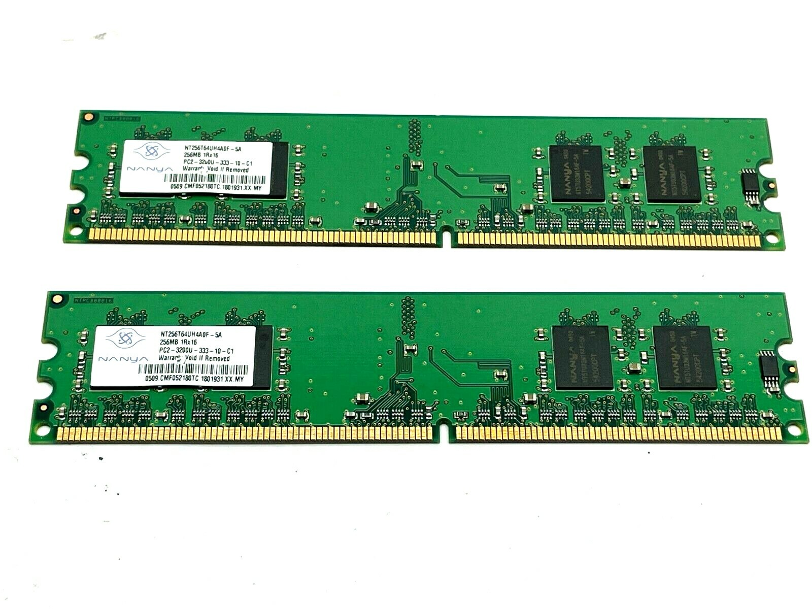 Nanya NT256T64UH4A0F-5A RAM Memory 256MB PC2-3200U 1RX16 LOT OF 2