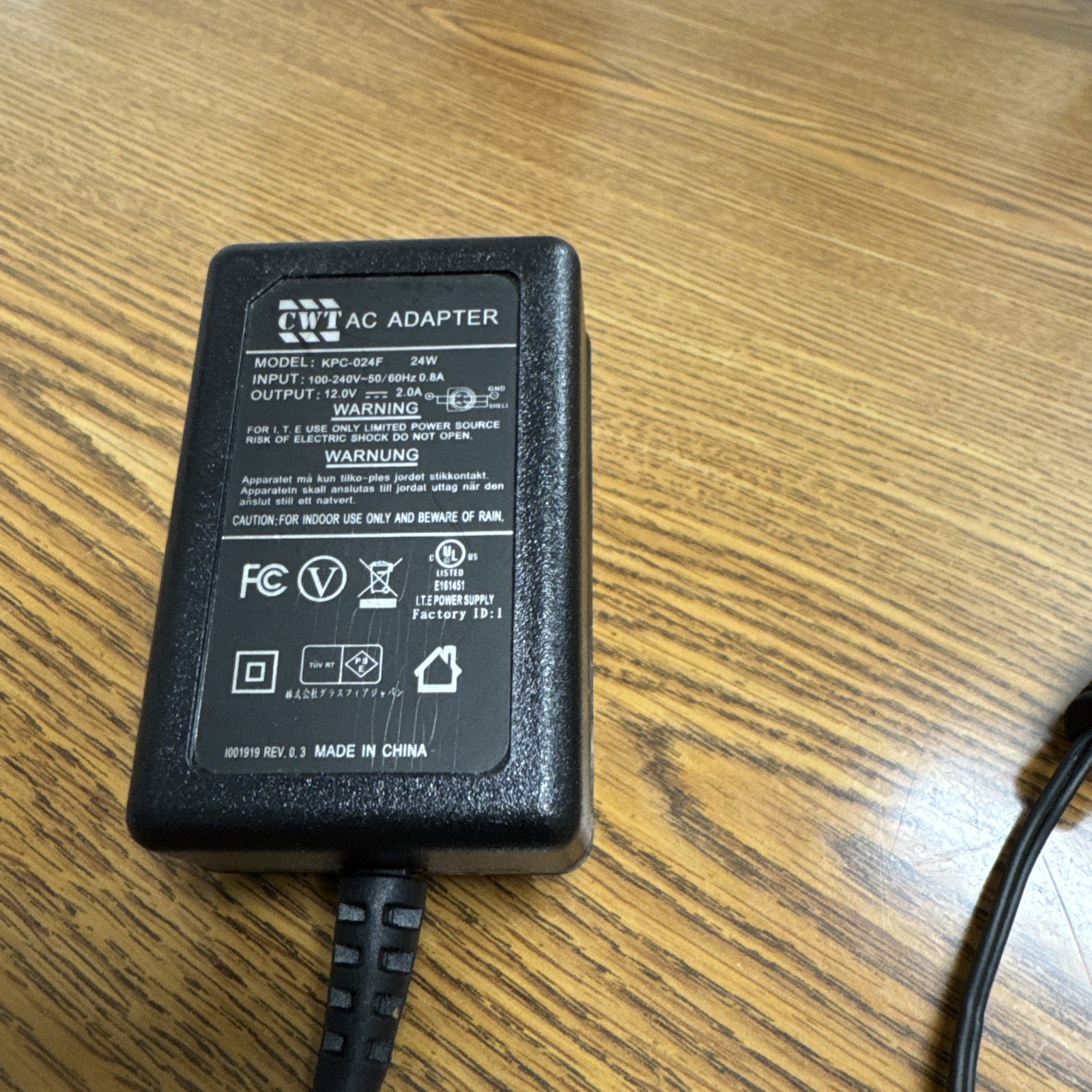 Genuine CWT Power Adapter KPC-024F 12V 2A 24W 4-Pin for ALI-QVR4108H DS-7204HWI