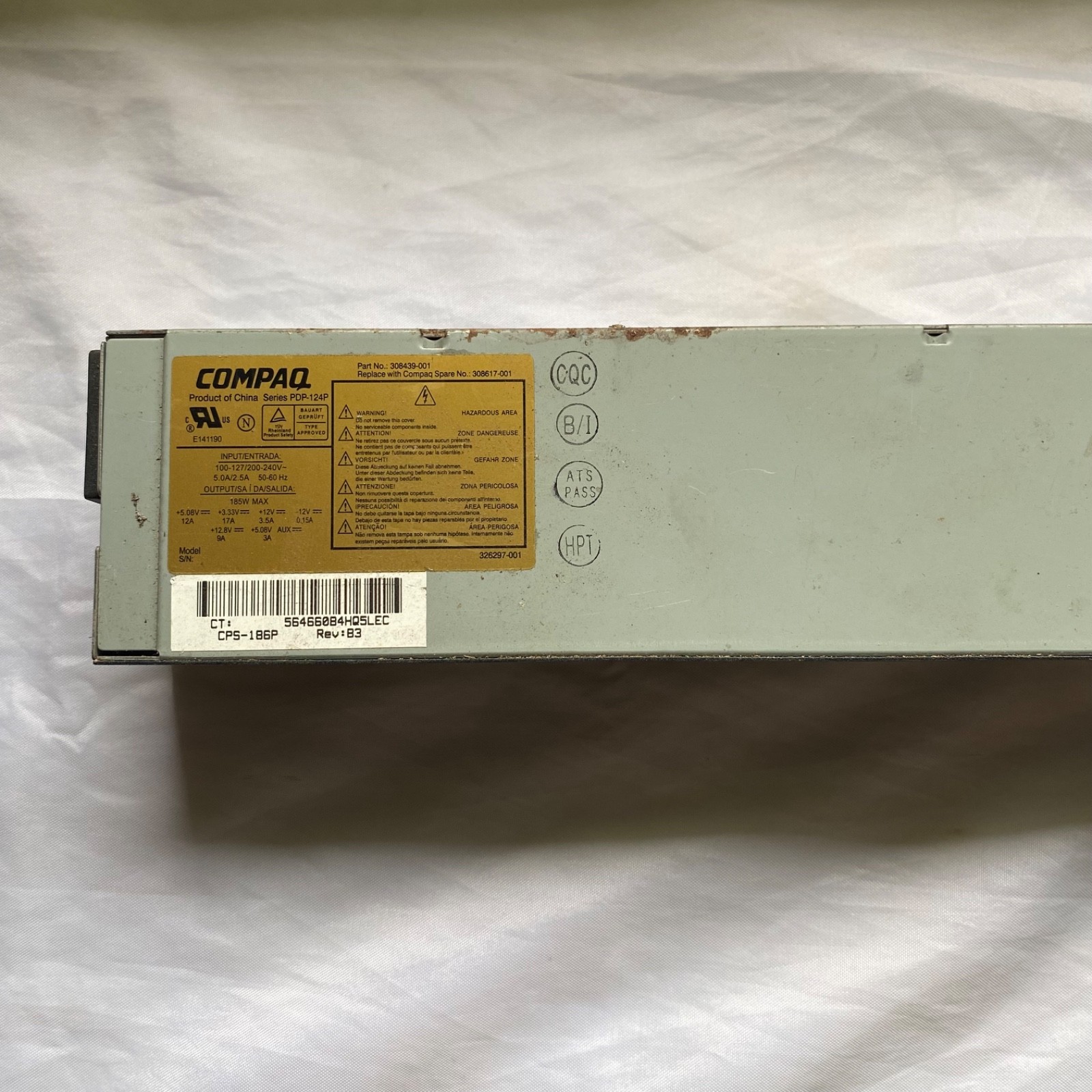 Compaq Series PDP-124P 185W Internal Computer PowerSupply