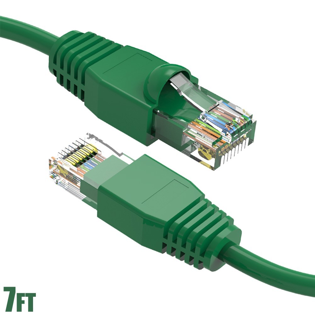 7FT Cat6A RJ45 Ethernet LAN Network UTP Patch Cable Cord Copper Gold 24AWG Green