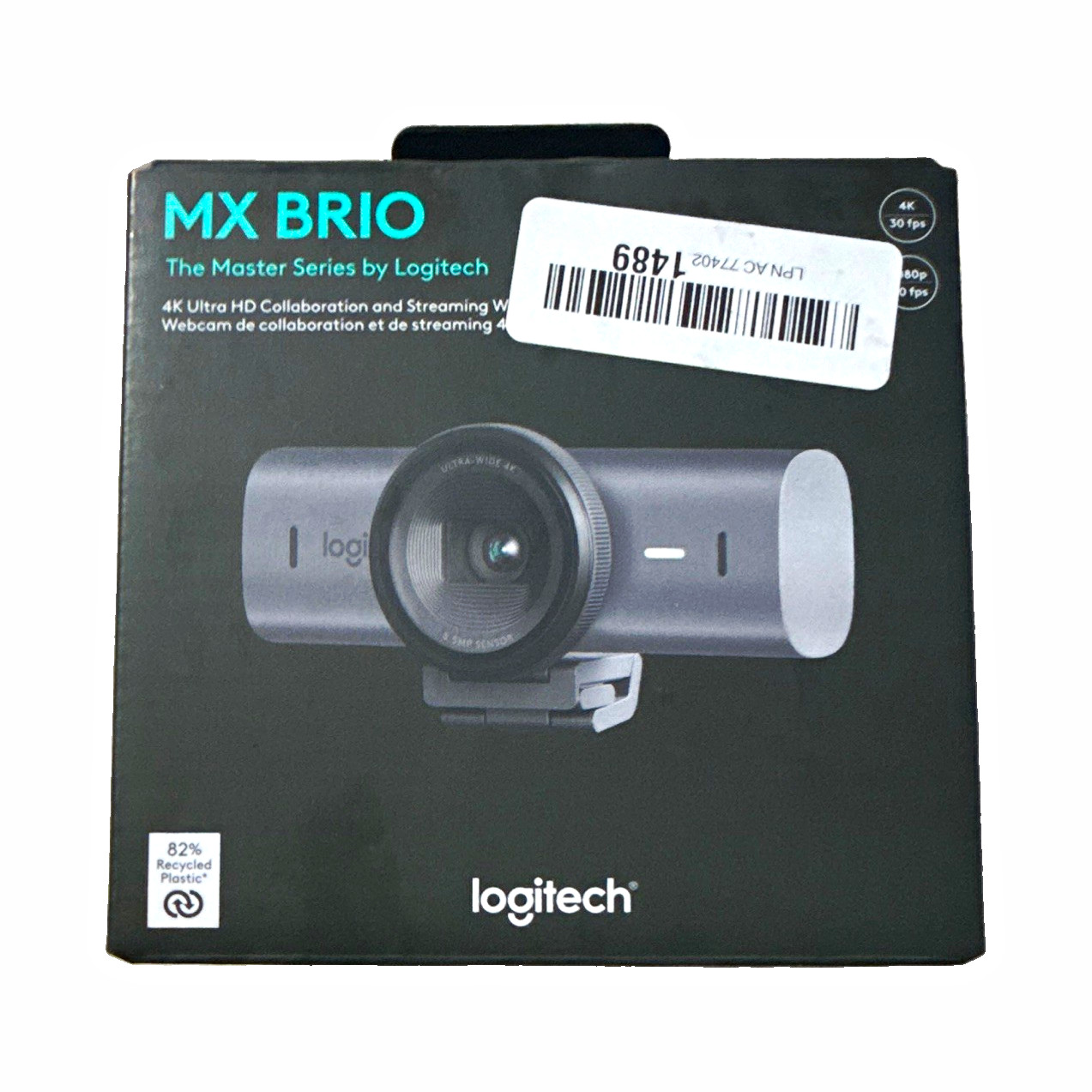 Logitech MX BRIO 4K (2160p) USB-C Webcam, Gray w/ Privacy Shutter