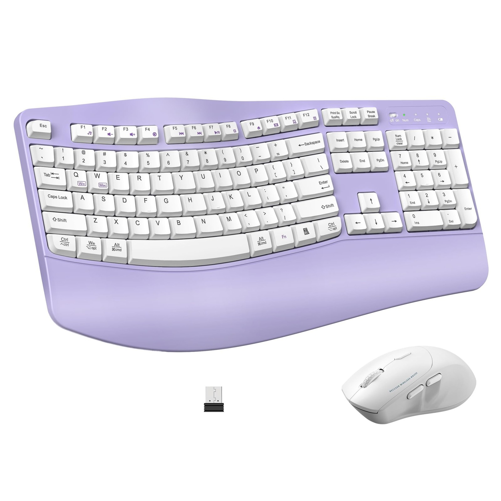 Ergonomic Wireless Keyboard and Mouse Combo, Wave Keys Keyboard with Wrist Re...