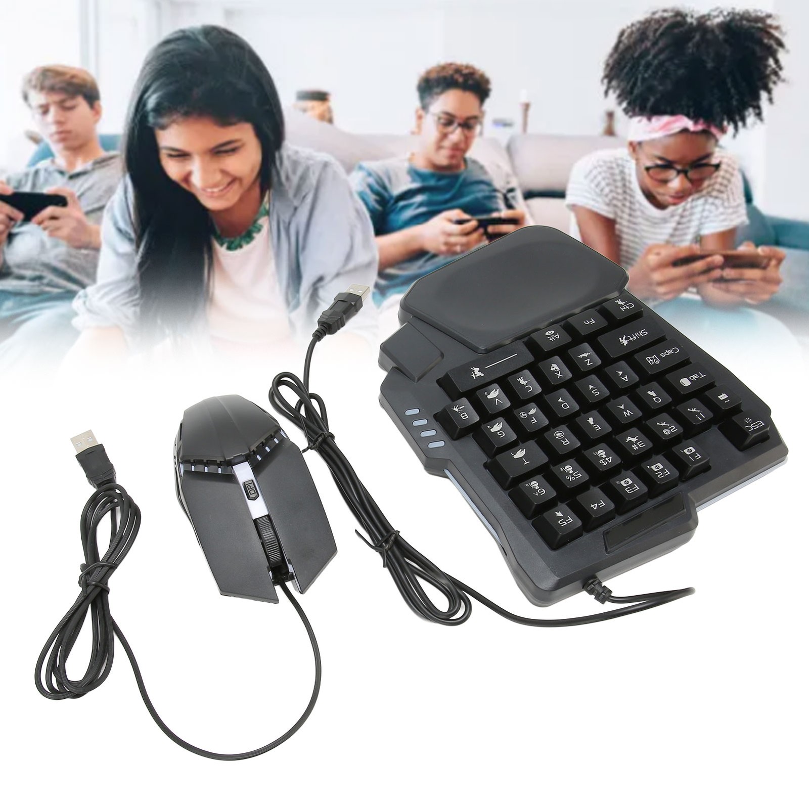 4 In 1 Mobile Game Combo Wireless Connection Gaming Keyboard Mouse Converter For