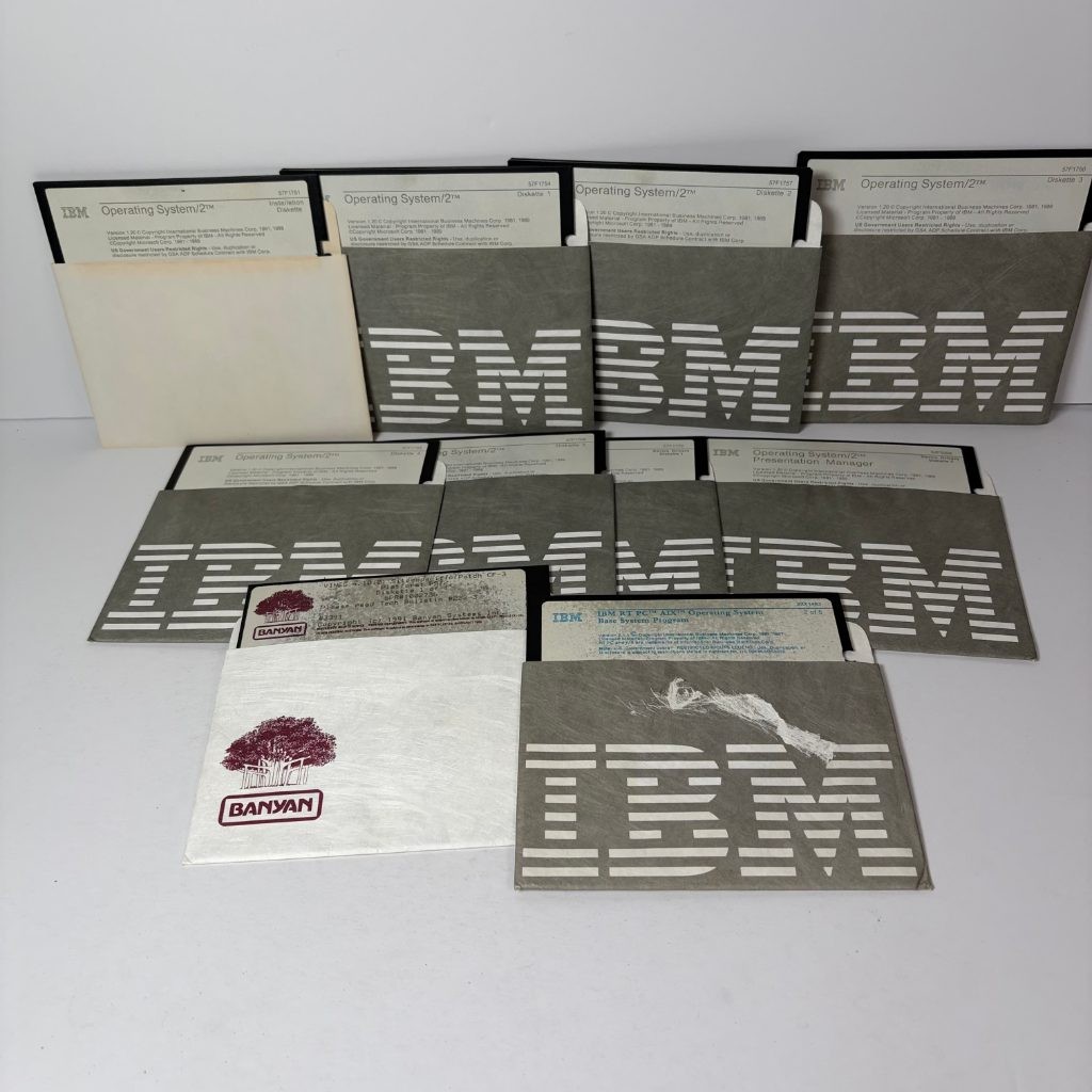 IBM OS/2 Version 1.20 Operating System 5.25 Floppy Disk Lot Banyan VINES AIX Vin