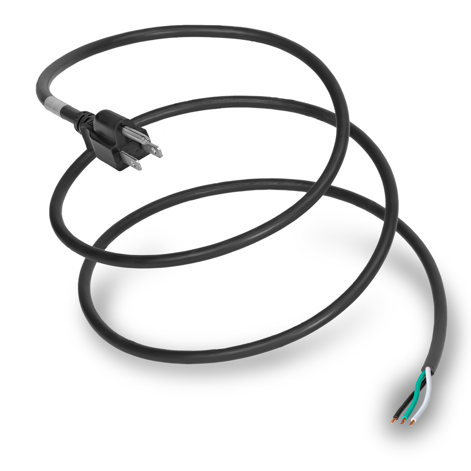 NACC Power Whip NEMA 5-15P to Open Ended 2" ROJ 1/4" Strip 15A 125V -