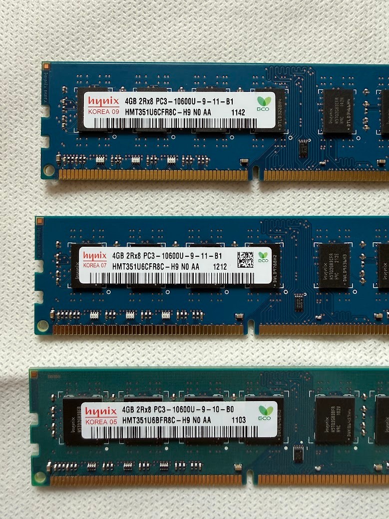 3x 4GB DDR3 1333MHz PC3-10600U Hynix RAM Desktop Mixed Lot 12GB