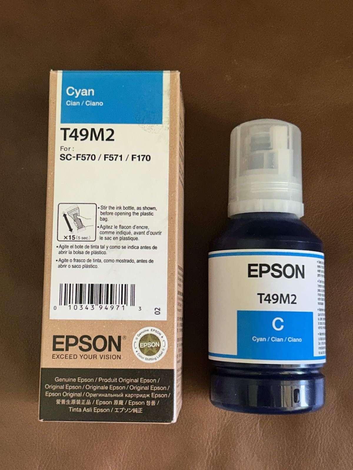 Genuine Epson T49M2 Cyan Ink For SC-F570,F571,F170.  140ml Exp 06/26/2025
