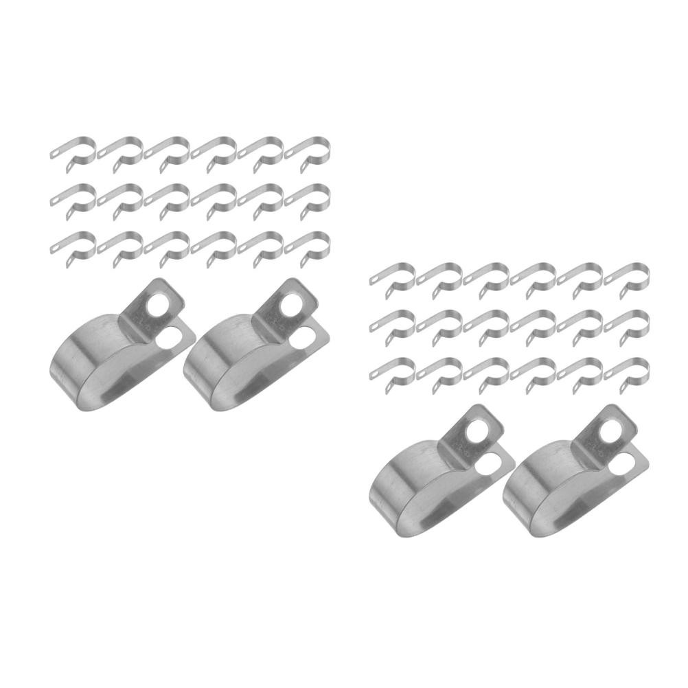 60 pcs Stainless Steel Cable Clamp, 3/4"/20mm R Type Screw Mounting Cable