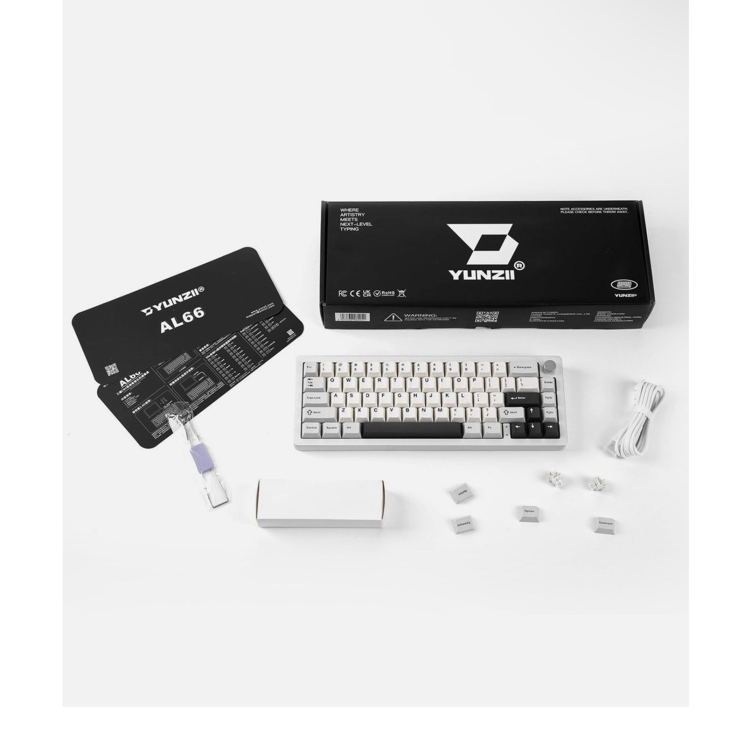 YUNZII AL66 Mechanical Keyboard Wired Gray/White QWERTY English Plug & Play