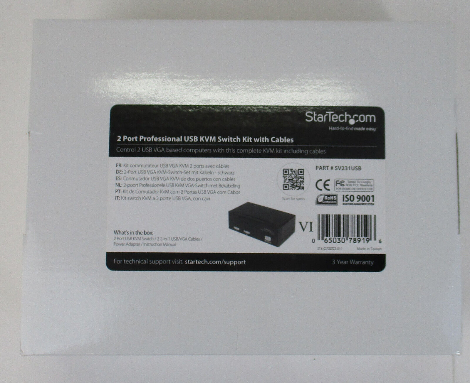 NEW - StarTech.com SV231USB 2-Port USB KVM Switch Kit With Cables