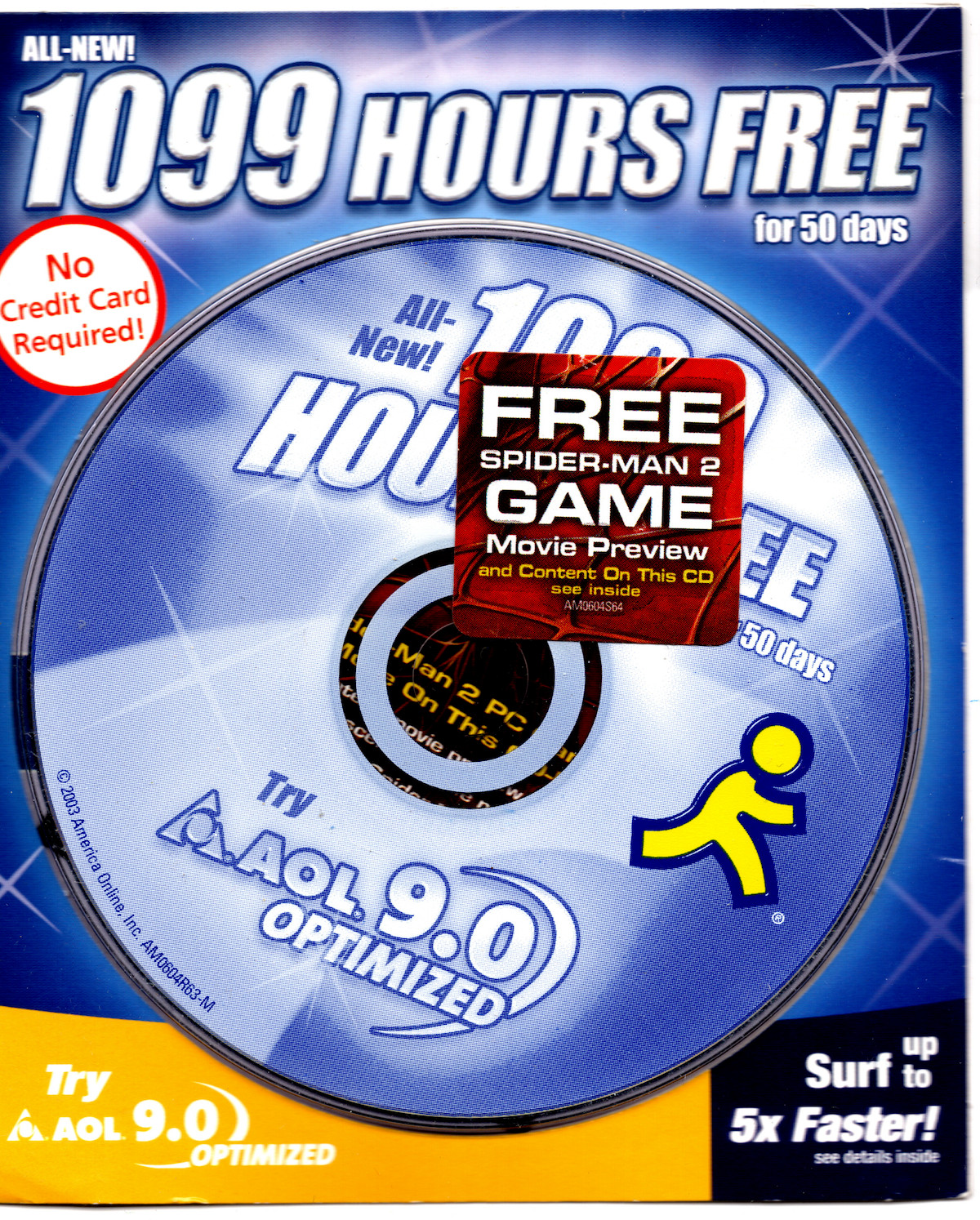 Vintage Rare 2003 AOL V9.0 w/Spider-Man 2 Game/Preview CD, New, Factory Sealed