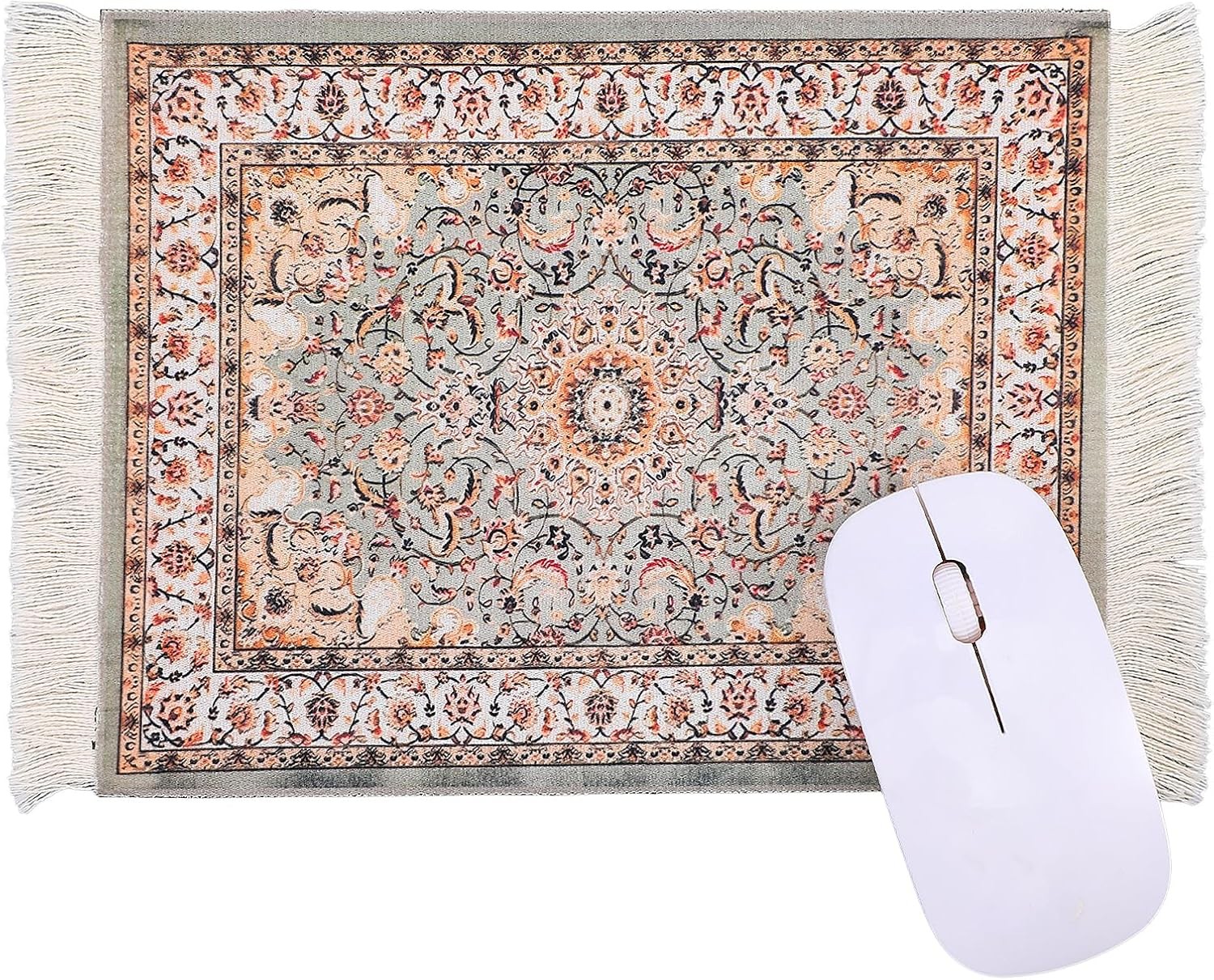 Persian Rug Mouse Pad - Vintage Bohemian Carpet Style Desk Mat with Fringed