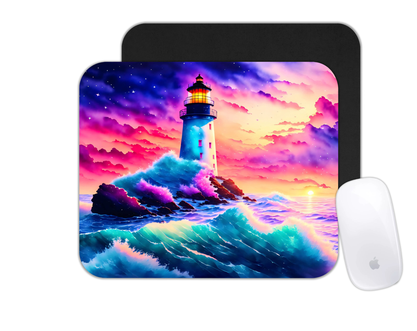 Custom Mouse Pad Colorful Lighthouse Ocean Scenic View Desk Mat Office Accessory