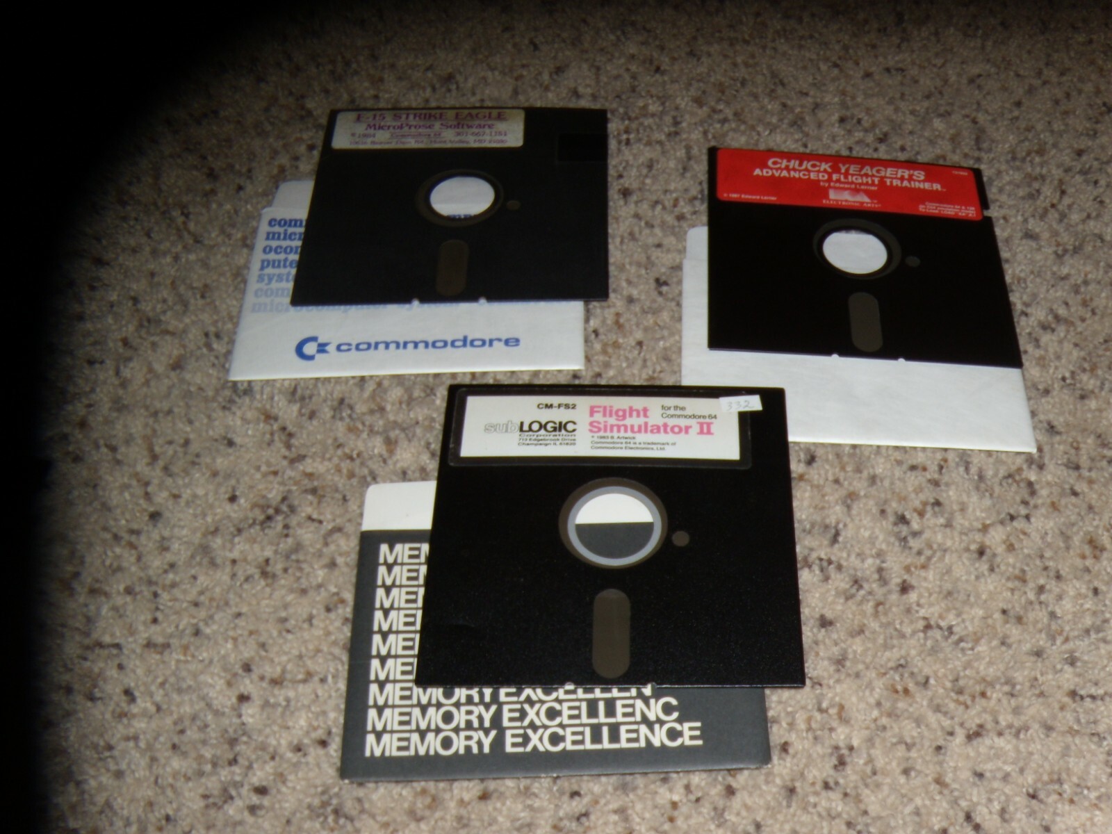 3 Commodore 64 Programs: F-15 Strike Eagle, Advanced Flight Trainer + 1 more