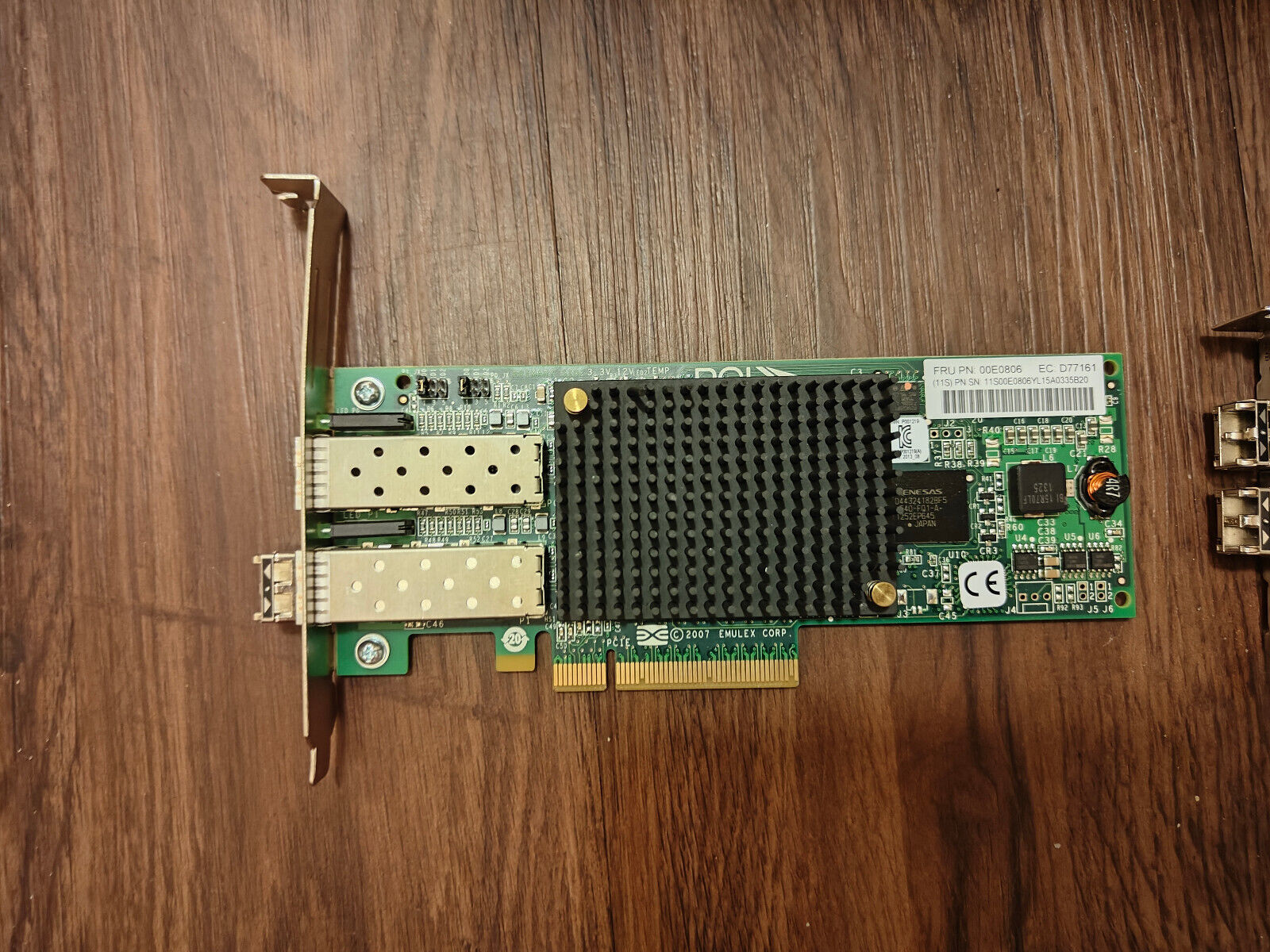 IBM Emulex 8GB Dual Port HBA PCI-e FC Adapter LPE12002 with one adapter