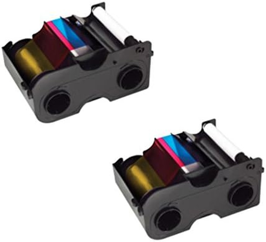 Fargo Printer YMCKO Color Ribbons for DTC1000 and Dtc1250E - 2 Pack Bundle