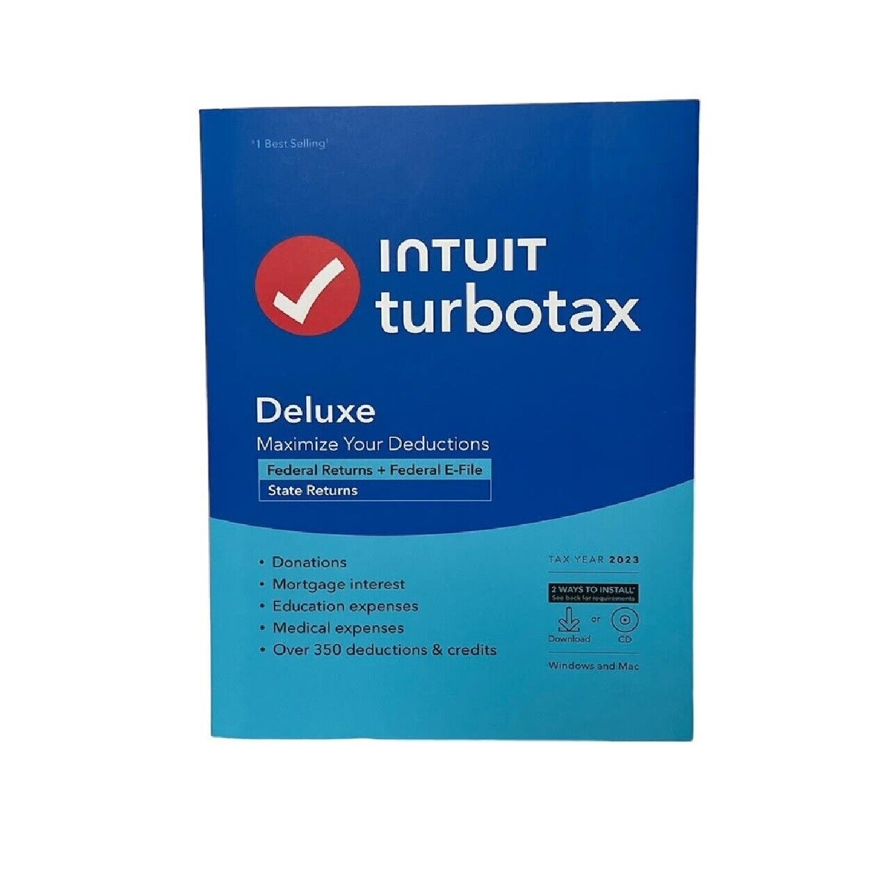 Intuit TurboTax 2023 Deluxe Federal And State Tax Software + Federal E-File New