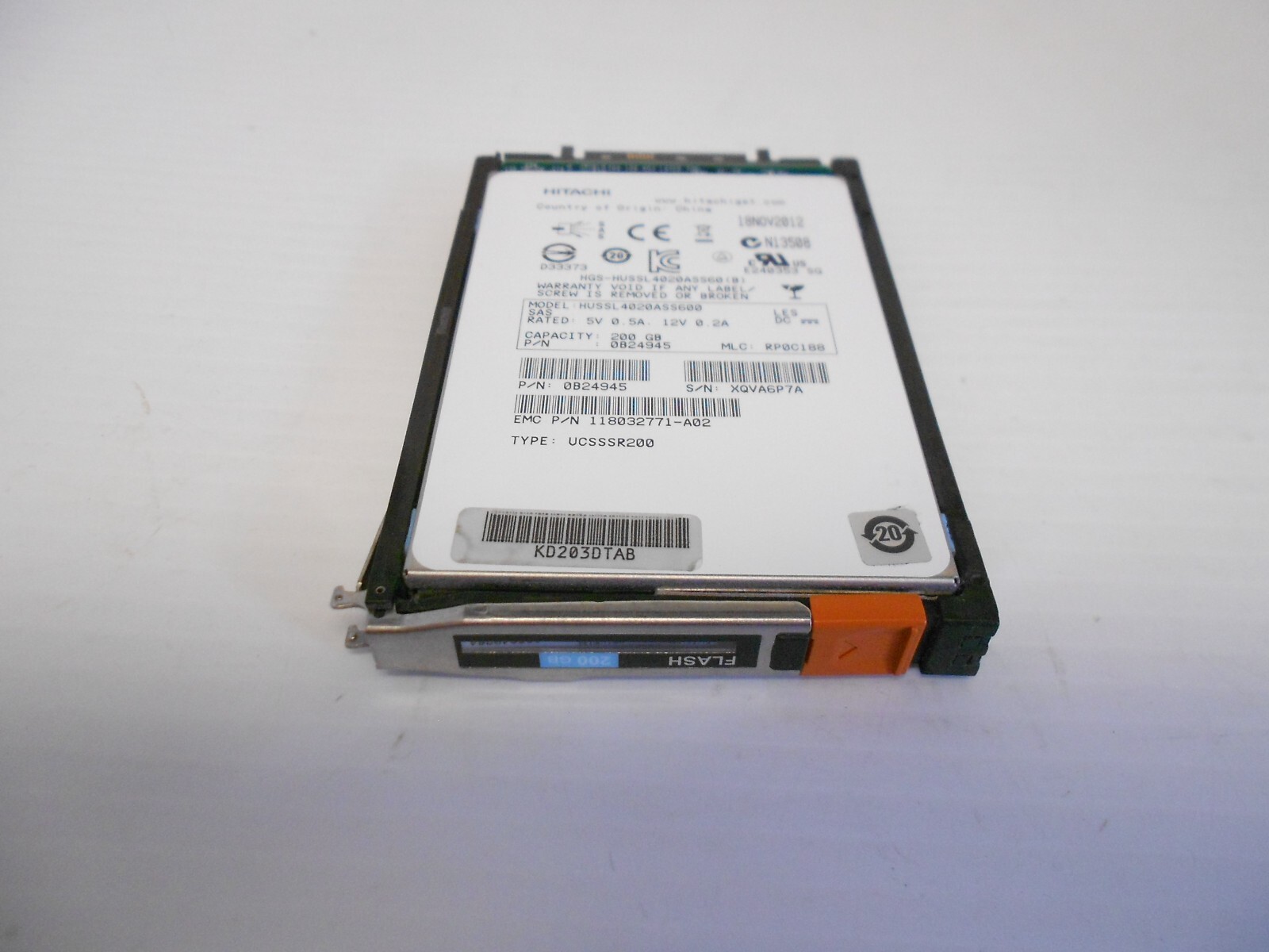 EMC 005049264 200GB 2.5" 6Gbps SAS SSD Hard Drive VX-2S6F-200 V2-2S6F-200 HDD