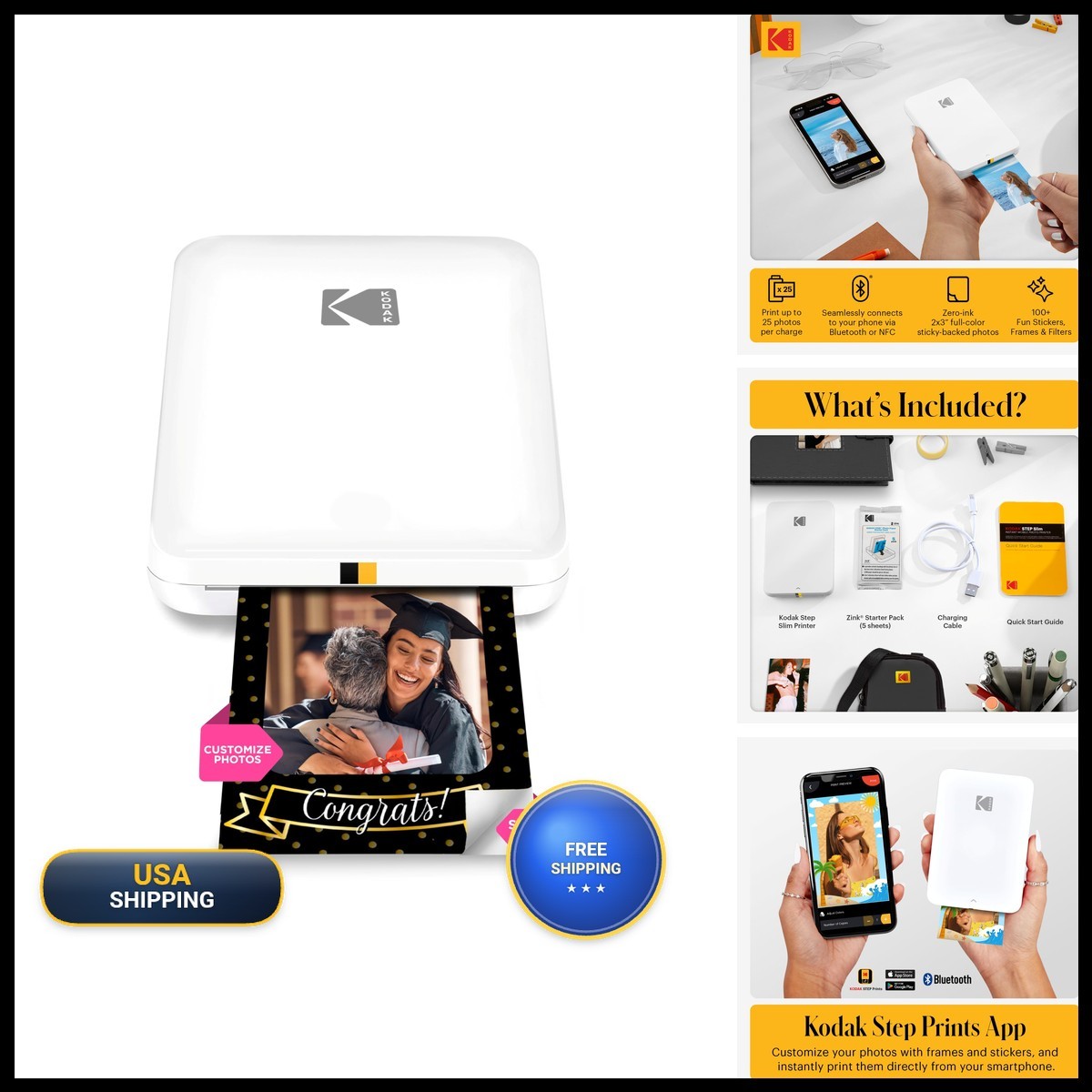 KODAK Step Slim Instant Photo Printer RODMPS20W White