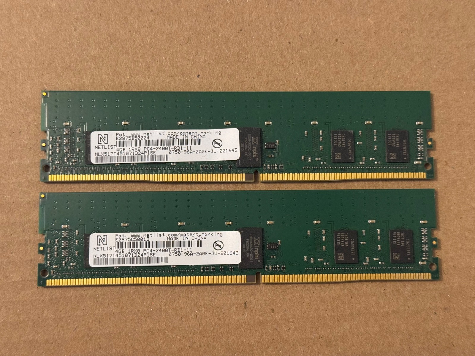 Netlist 8GB (2x4GB) DDR4 PC4 2400MHz ECC Server RAM Memory NLX517T451071D24P1SE