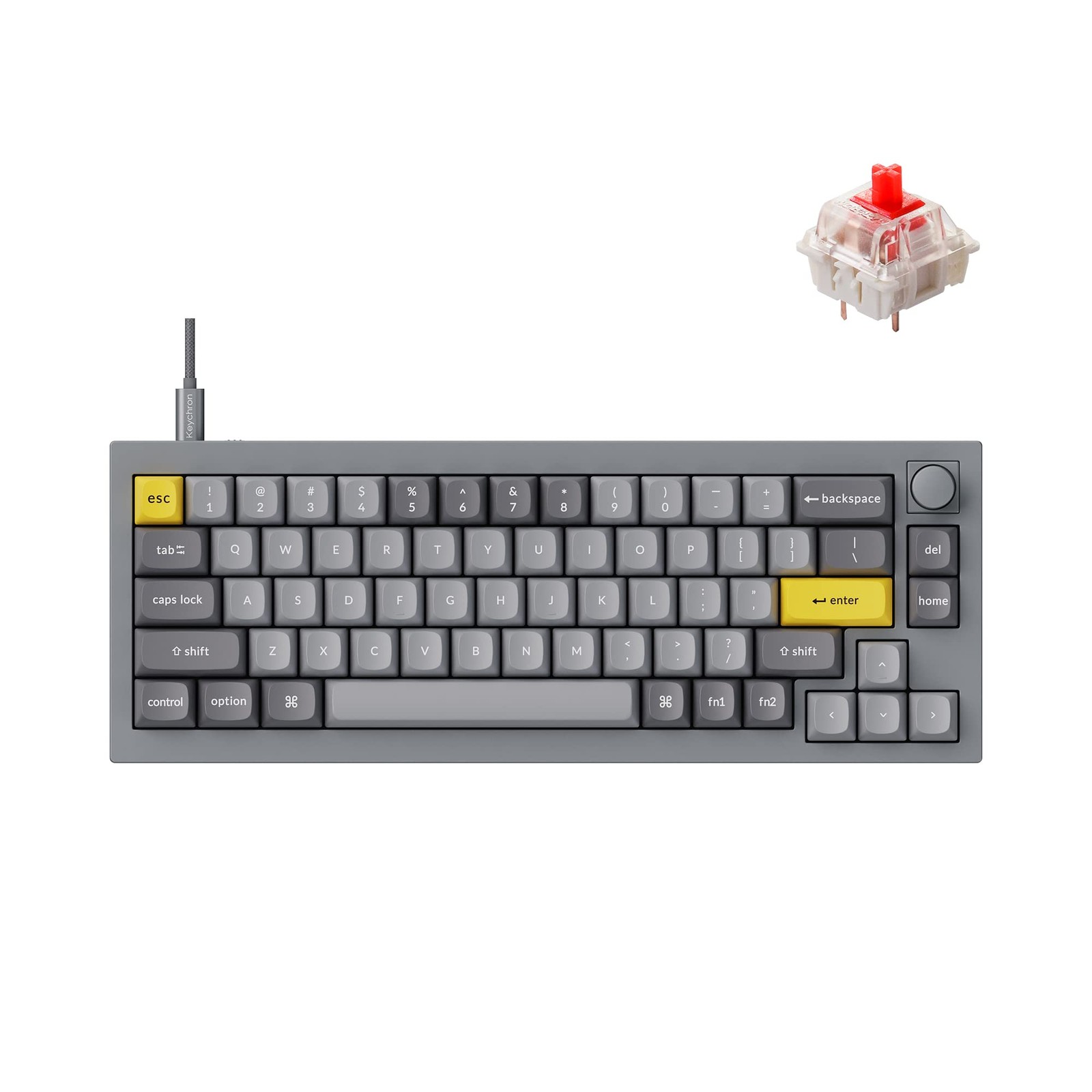 Keychron Q2 Wired Custom Silver Grey-A, Hot-swap Gateron G Pro Red Switch