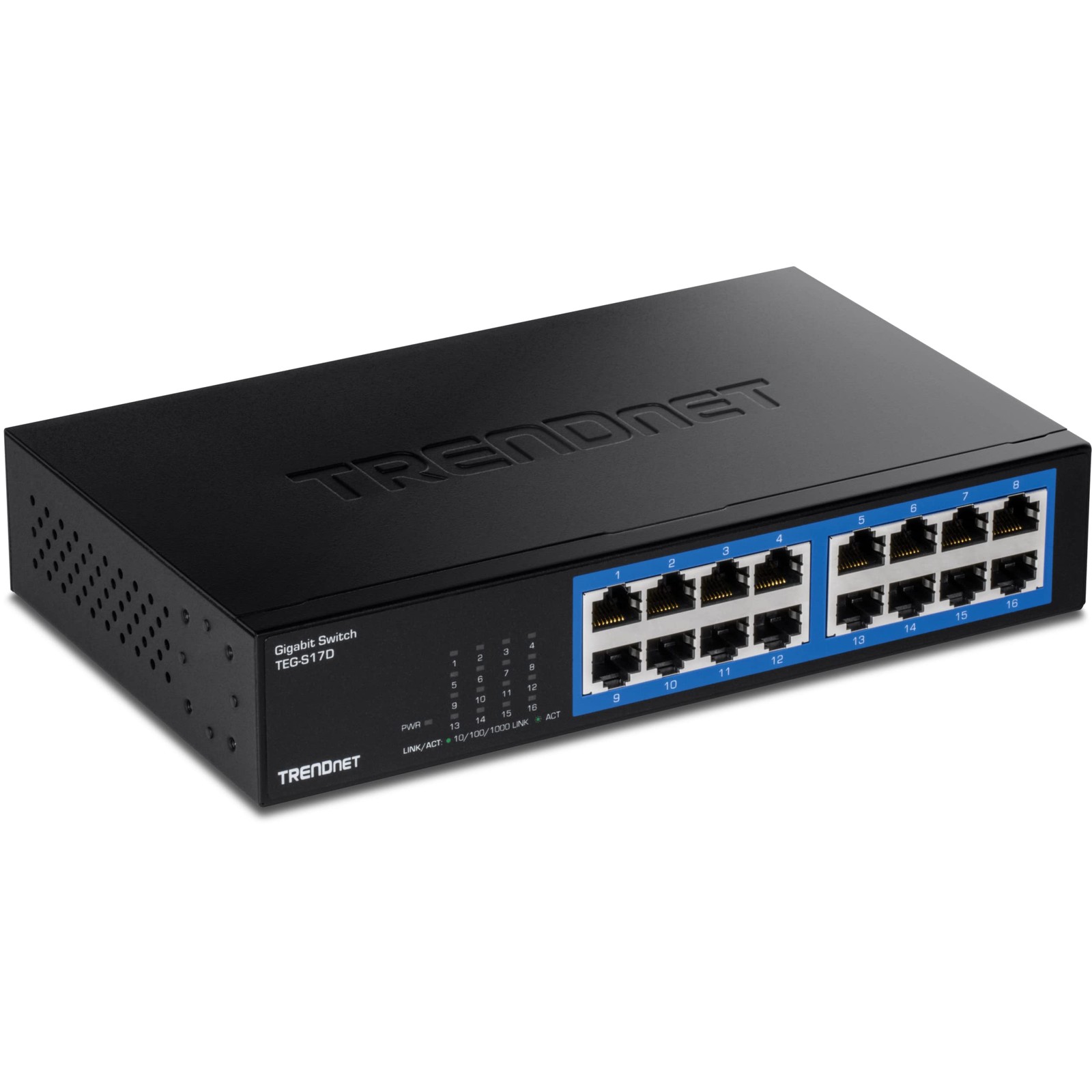 TRENDnet 16-Port Gigabit Desktop Switch, TEG-S17D, 16 x Gigabit RJ-45 Ports, 32G