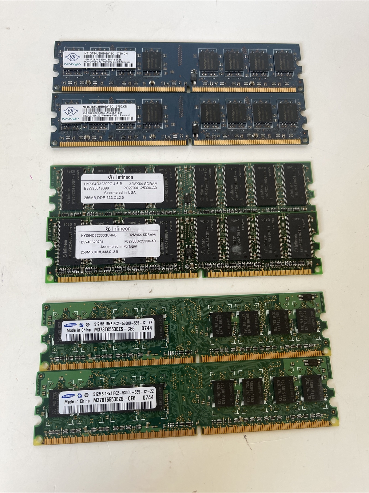 Set Of 6 Samsung Memory Card M378T6553EZS-CE6 512MB