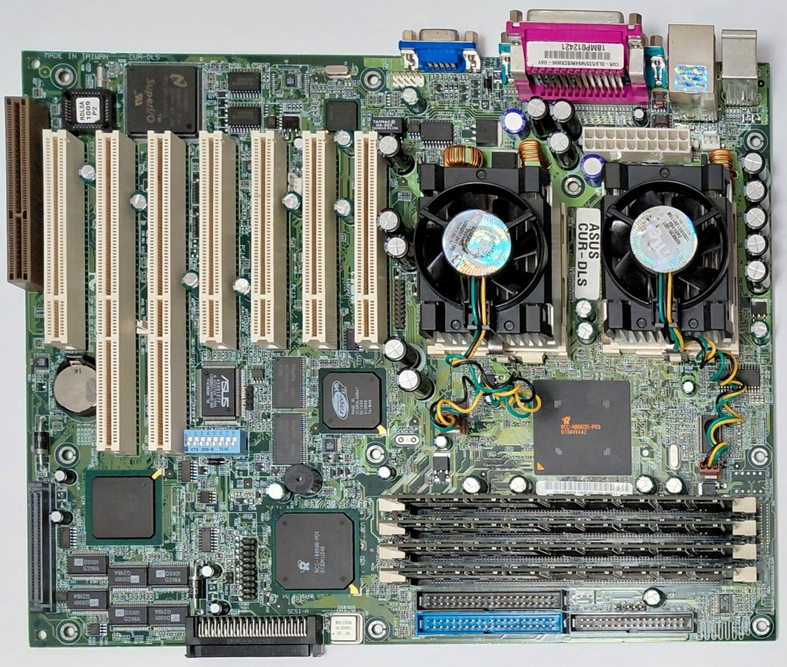 ASUS CUR-DLS Dual Socket 370 Retro Motherboard + 2x Pentium III 866MHz + 1GB RAM