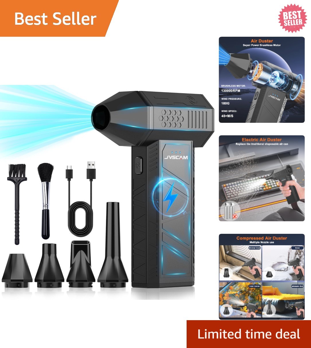 Rechargeable X3 Air Duster with 3 Adjustable Speeds - Perfect for Electronics