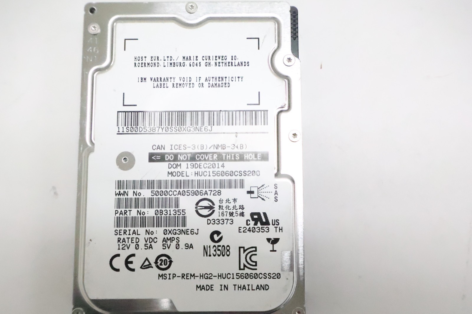HGST Ultrastar C15K600 600GB 15K RPM 12Gb/s SAS 2.5" Enterprise HDD HUC156060CSS