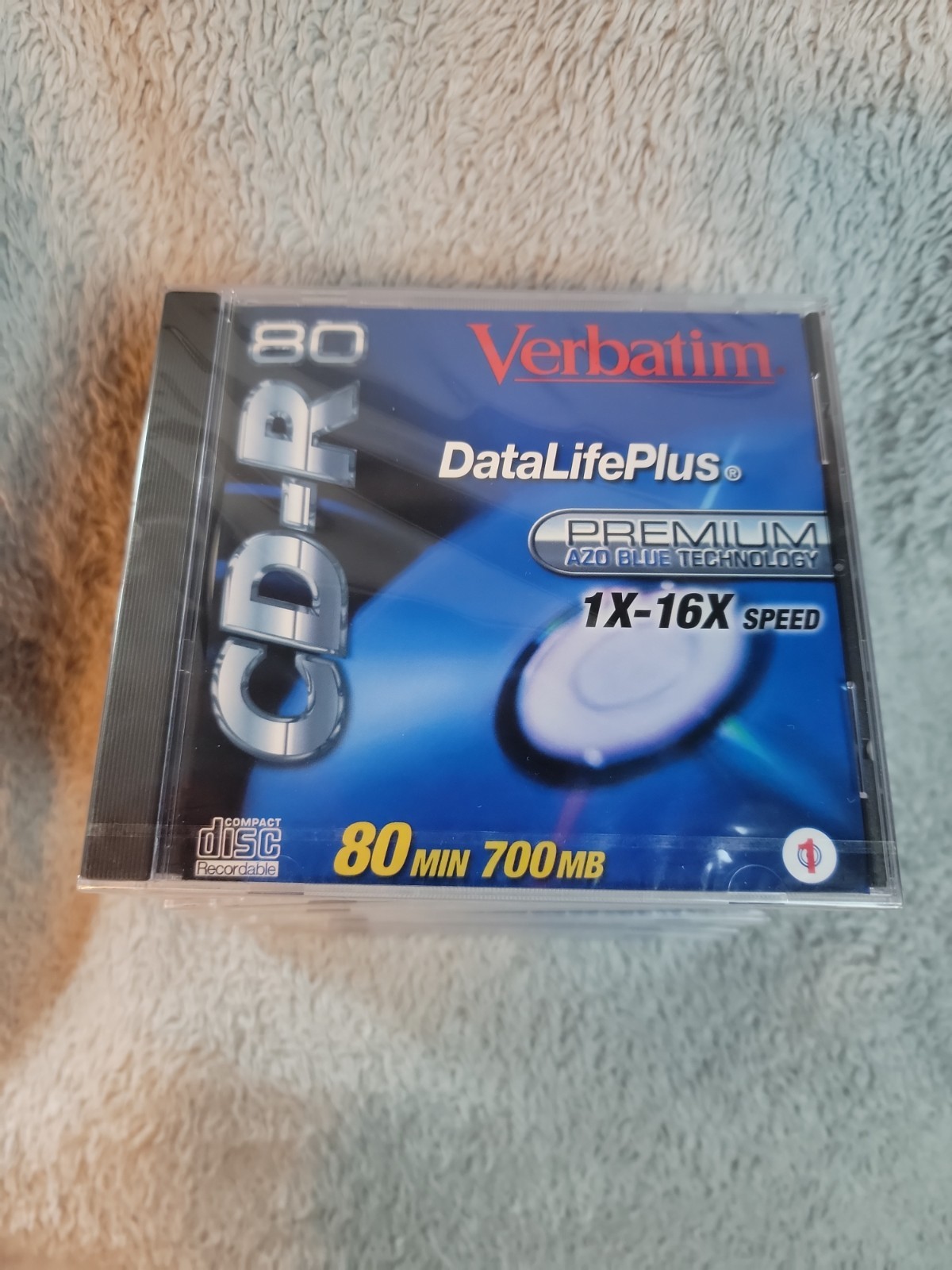 Verbatim DataLifePlus 80 min CD-R Premium AZO Blue Tech 1X-16X Speed NOS Lot/12
