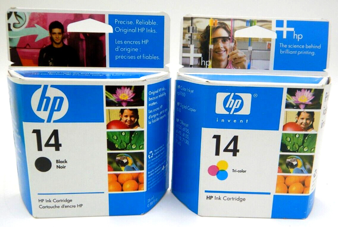 NOS HP 14 C5011DN  Black & Tri Color C5010DN Print Cartridge Sealed INK exp-2009