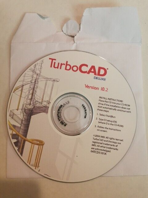 TurboCAD Deluxe Version 10 PC CD Version 10.2 Disc And Serial Number Only