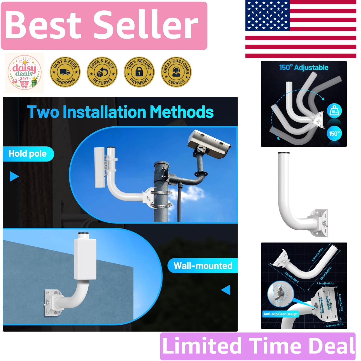 Universal Wireless Bridge Bracket Mount - Adjustable Waterproof Pole Mount