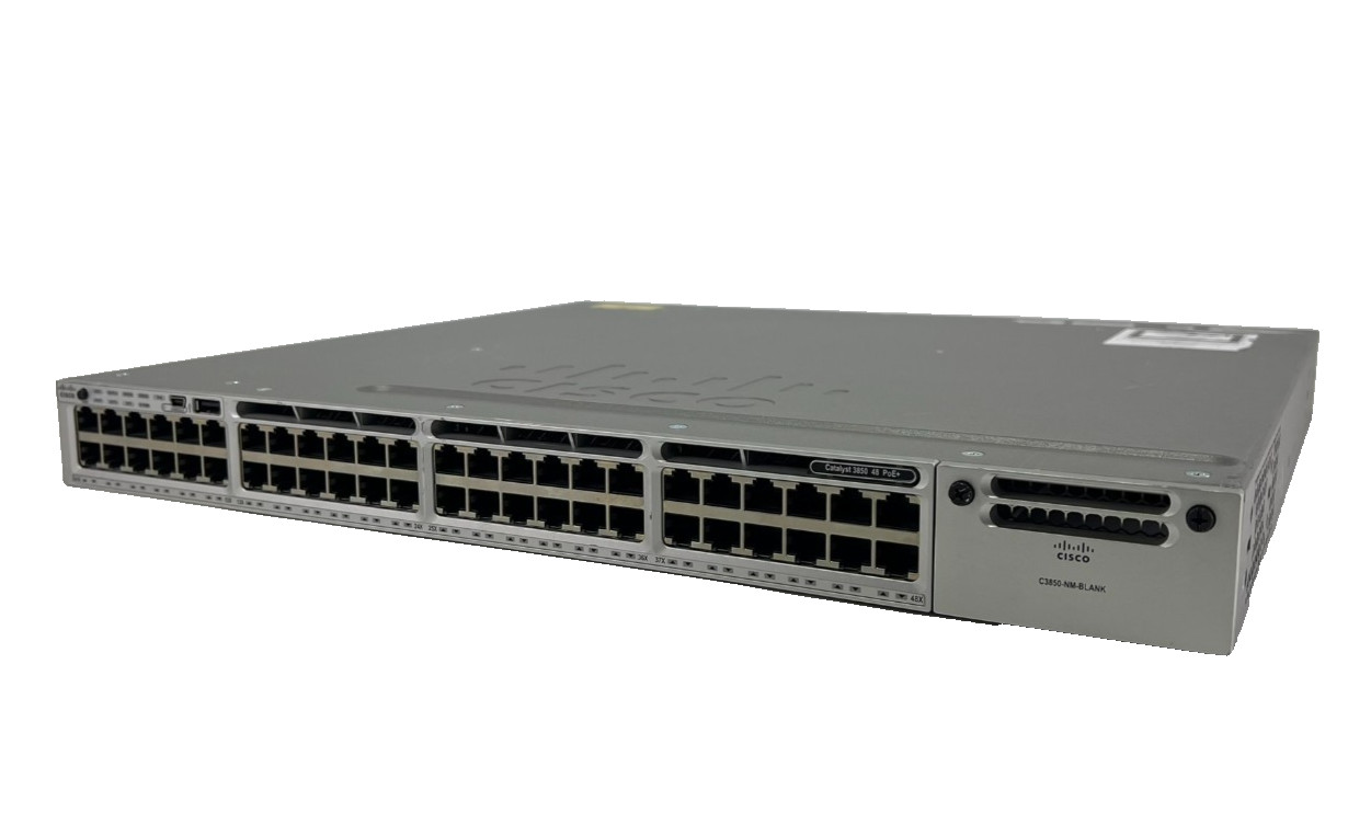Cisco Catalyst 3850 48 PoE+ WS-C3850-48F-S V04 NM-BLANK GbE Network Switch (BH)