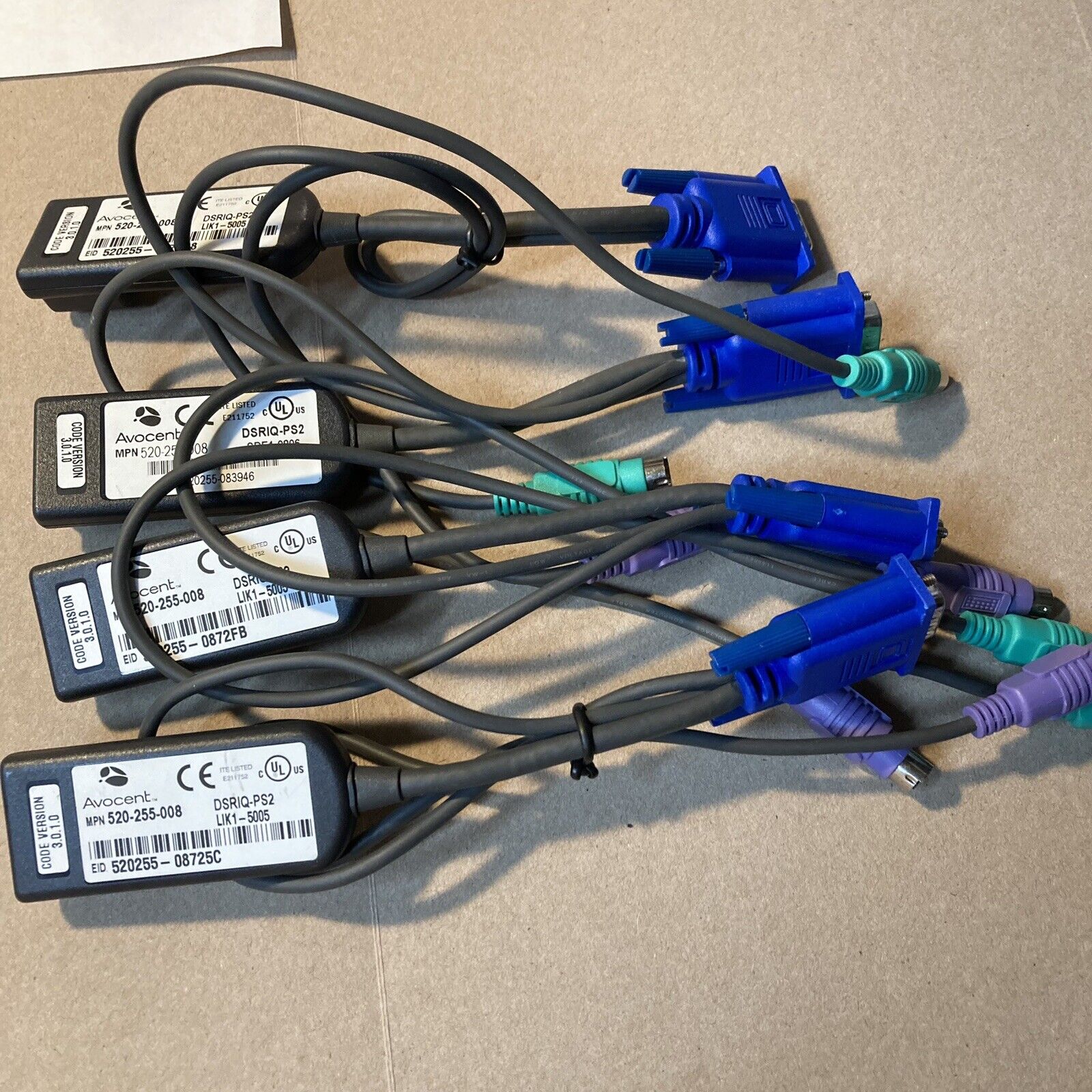 Lot of 4x Avocent DSRIQ-PS2 Avocent Server Interface Cable DSRIQ-PS2 PS/2