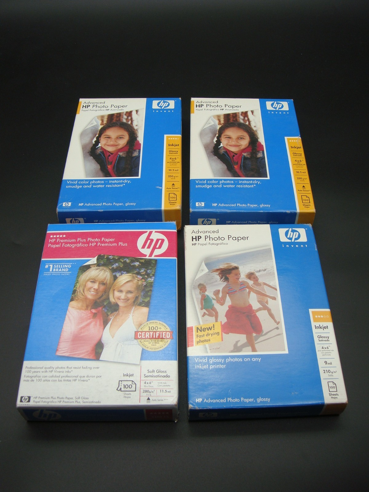 Lot Of 4 HP Advanced Photo Paper Inkjet Glossy 4" x 6" 100 Sheets New UNOPENED
