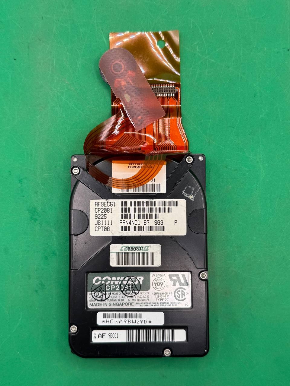 Conner CP2081 Compaq 179380-001 Vintage Laptop Hard Drive w Ribbon TC