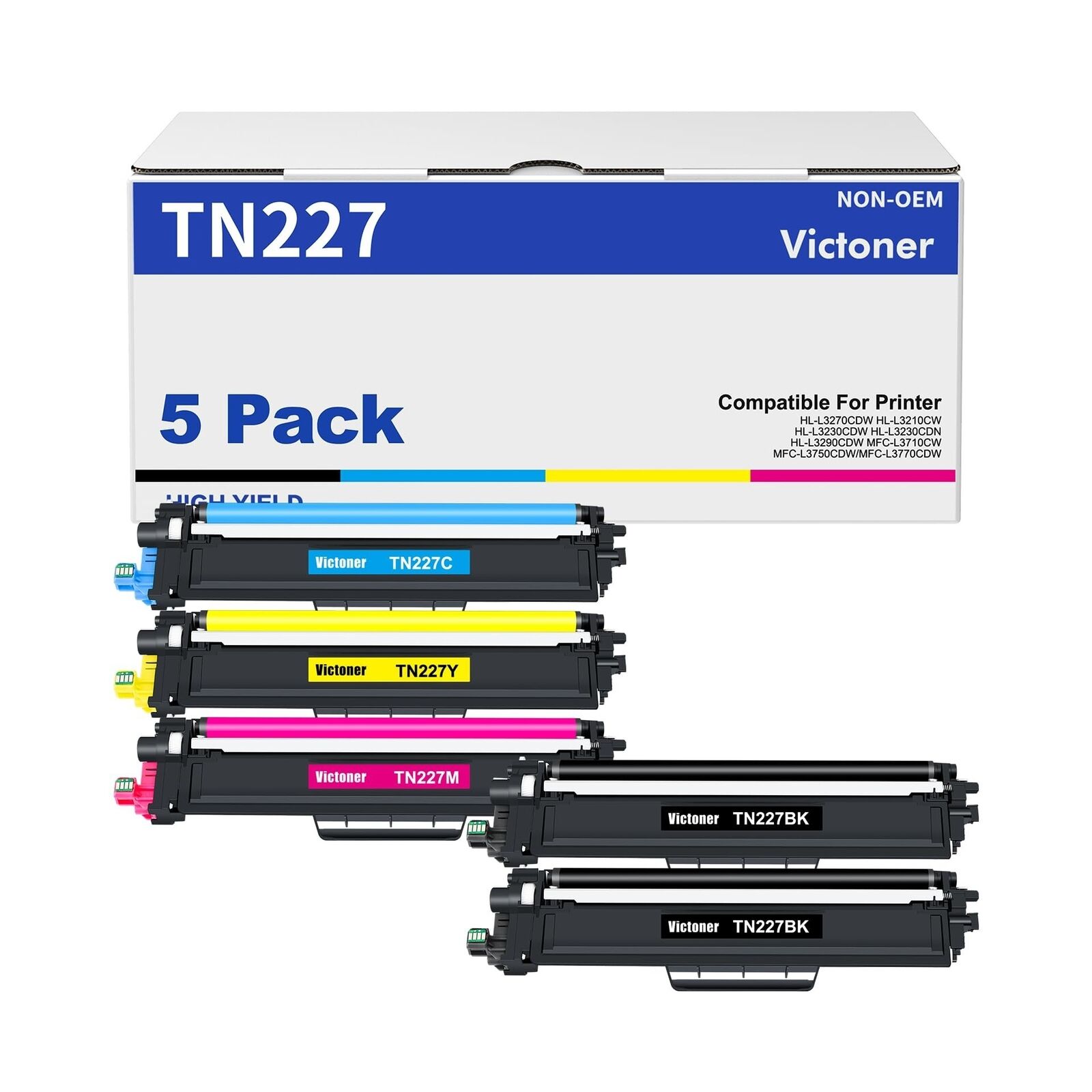 TN227 TN-223BK/C/M/Y Toner Cartridge: Compatible Replacement for Brother TN22...